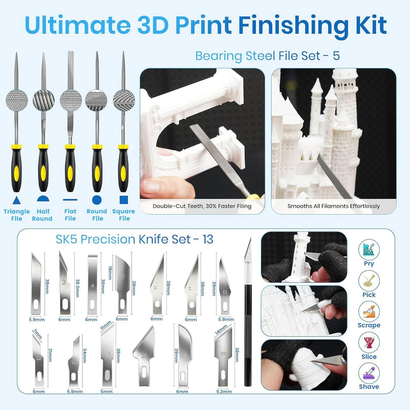 141 Piece 3D Printer Tool Kit & Accessory Kit with Cordless Rotary Sander 3D Printer Bambu Lab