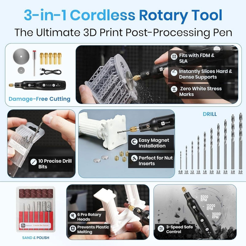 141 Piece 3D Printer Tool Kit & Accessory Kit with Cordless Rotary Sander - Swing Design9