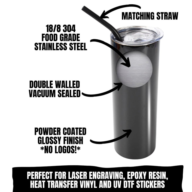 ProSub 20oz Epoxy & Engravable Coated Stainless Steel Skinny Tumbler - Black25 Count - Swing Design5