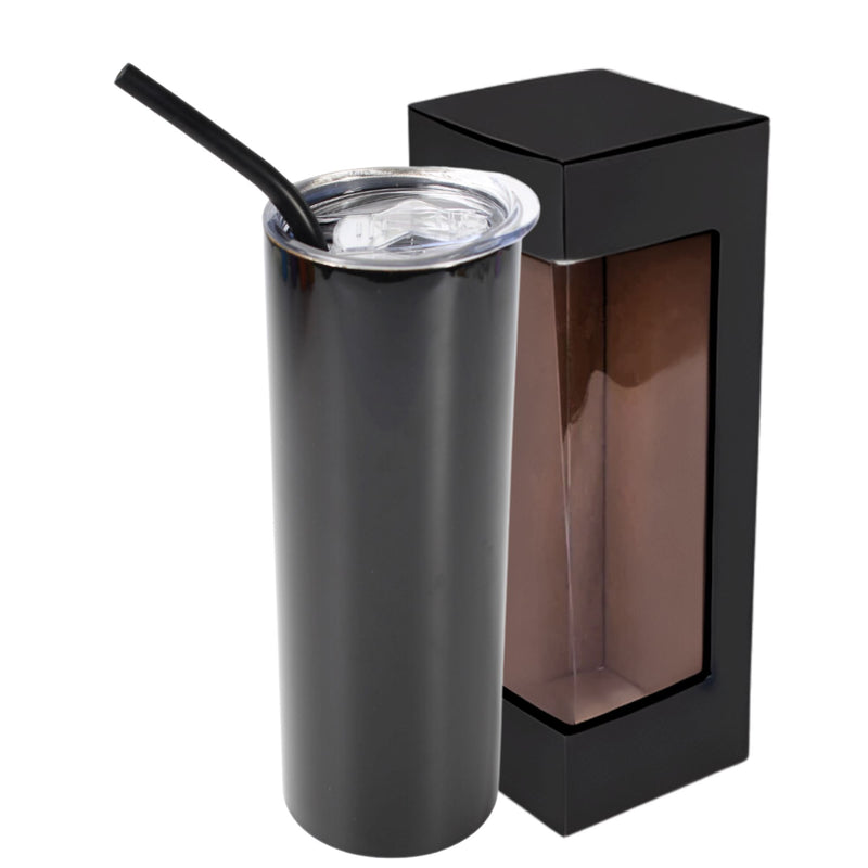 20oz Color Powder Coated Stainless Steel Skinny Tumbler - Black Swing Design