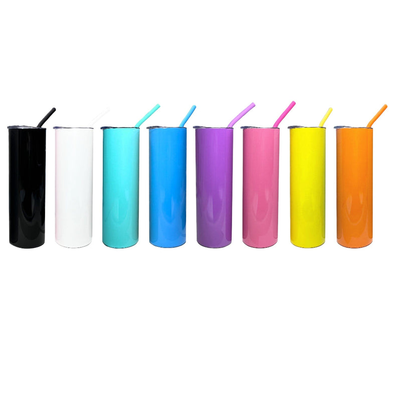 20oz Color Powder Coated Stainless Steel Skinny Tumbler Multi Color - 8 Pack ProSub