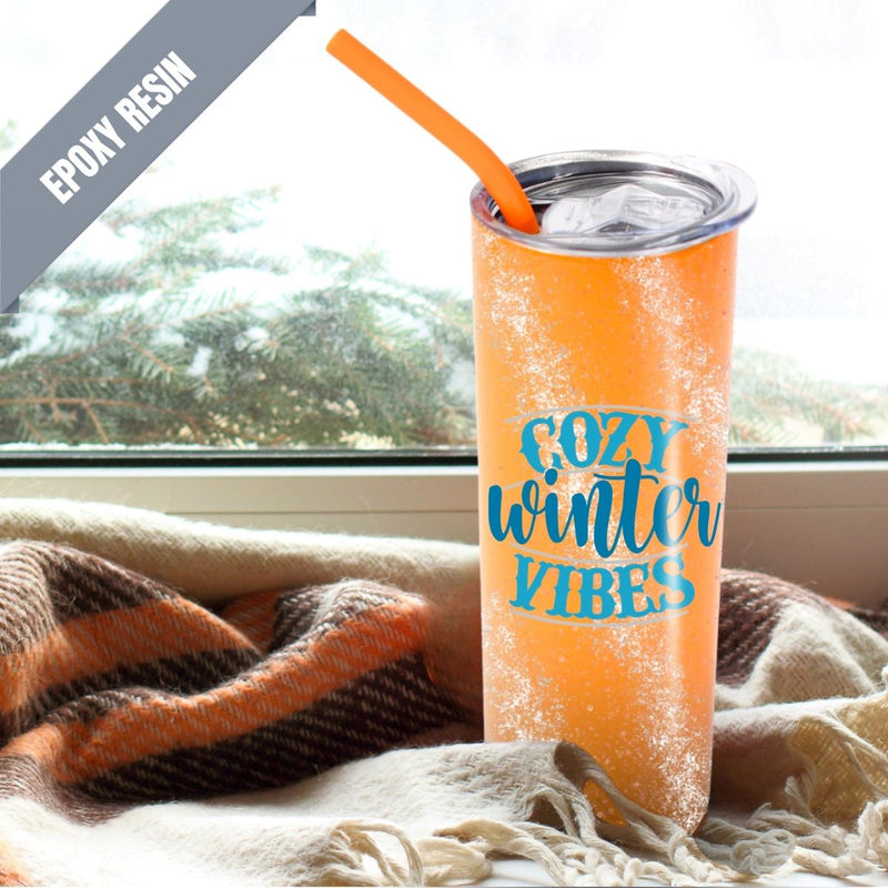 ProSub 20oz Epoxy & Engravable Coated Stainless Steel Skinny Tumbler - Orange25 Count - Swing Design7