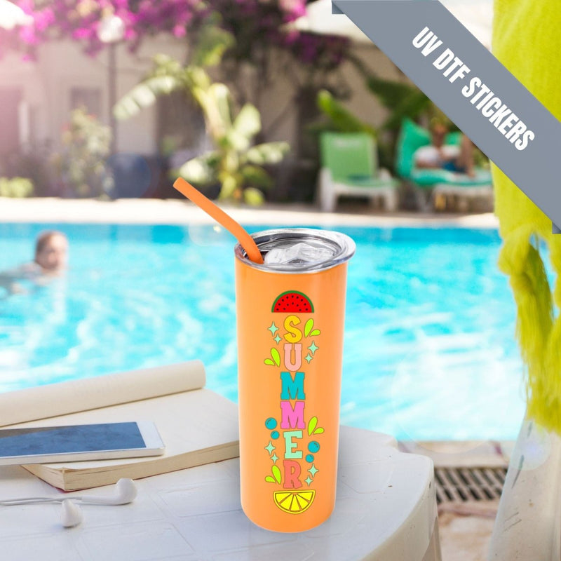 ProSub 20oz Epoxy & Engravable Coated Stainless Steel Skinny Tumbler - Orange25 Count - Swing Design8