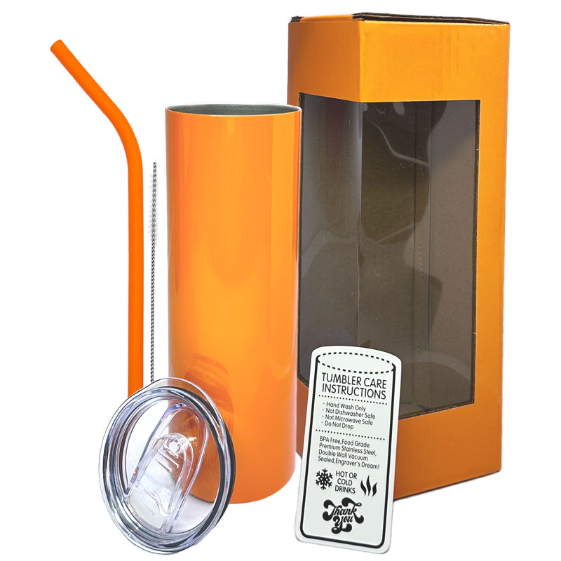 20oz Color Powder Coated Stainless Steel Skinny Tumbler - Orange ProSub Single - 1 Tumbler