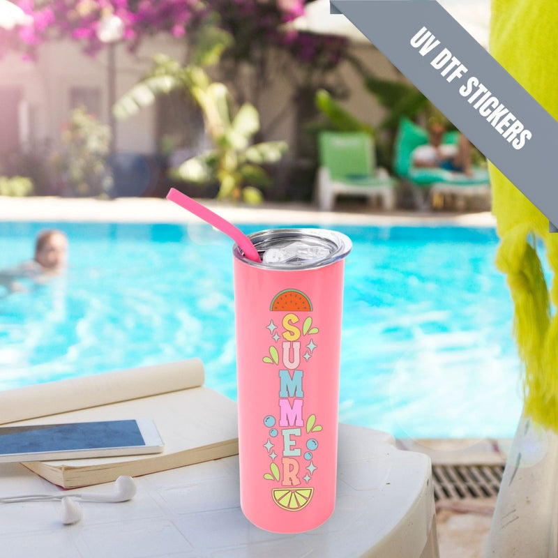ProSub 20oz Epoxy & Engravable Coated Stainless Steel Skinny Tumbler - Pink25 Count - Swing Design8