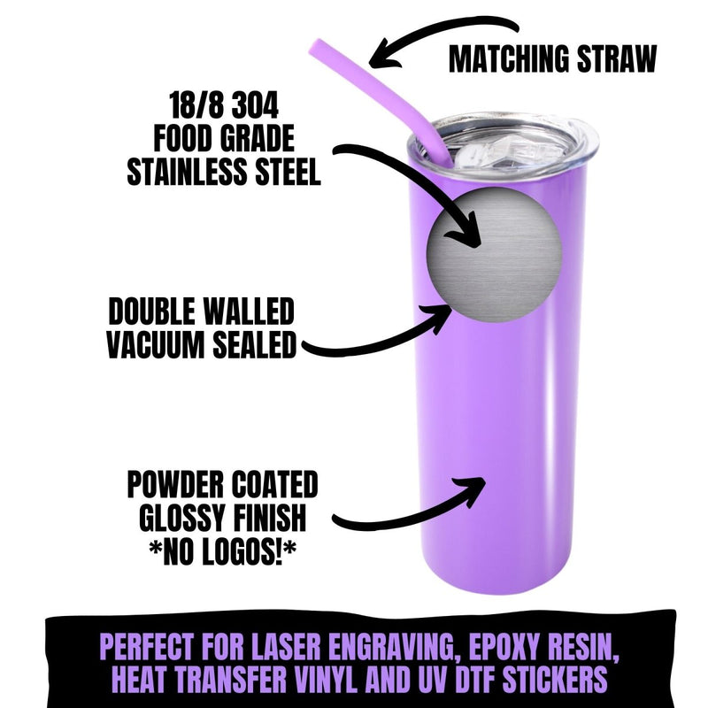 ProSub 20oz Epoxy & Engravable Coated Stainless Steel Skinny Tumbler - Purple25 Count - Swing Design