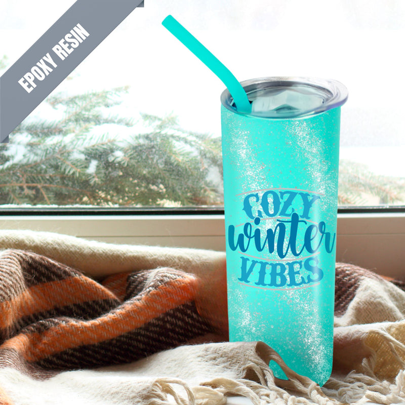 20oz Color Powder Coated Stainless Steel Skinny Tumbler - Teal ProSub