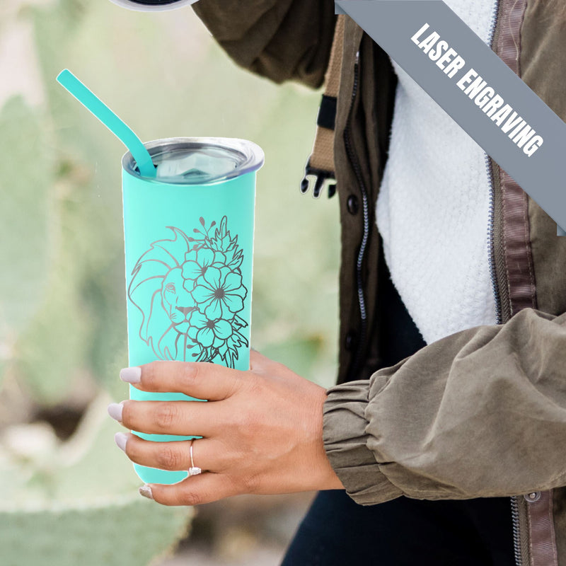 20oz Color Powder Coated Stainless Steel Skinny Tumbler - Teal ProSub
