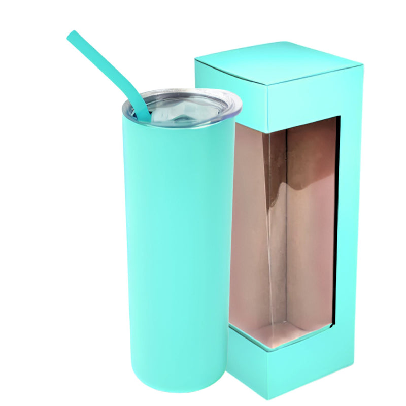 20oz Color Powder Coated Stainless Steel Skinny Tumbler - Teal Swing Design