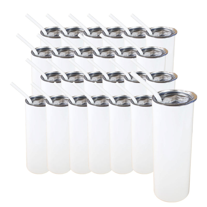 20oz Color Powder Coated Stainless Steel Skinny Tumbler - White Swing Design