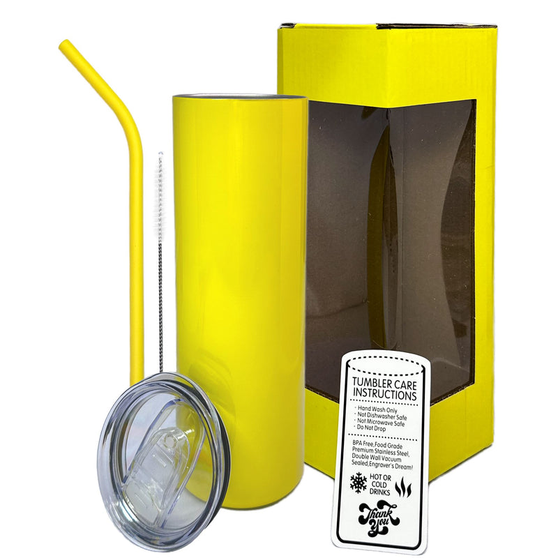 20oz Color Powder Coated Stainless Steel Skinny Tumbler - Yellow ProSub Single - 1 Tumbler