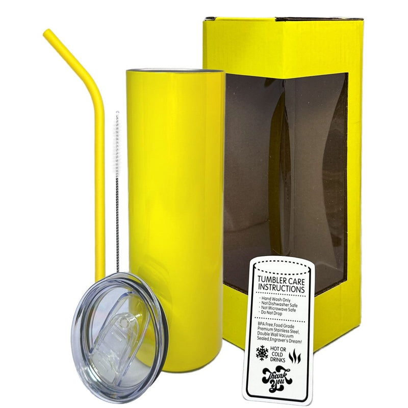 ProSub 20oz Epoxy & Engravable Coated Stainless Steel Skinny Tumbler - Yellow - Swing Design