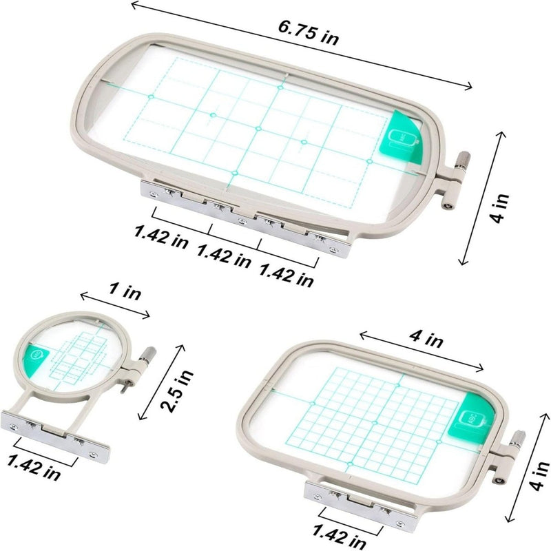 3pc Embroidery Hoop Set & Thread for Brother SE700, PE545 & Other Models - Swing Design