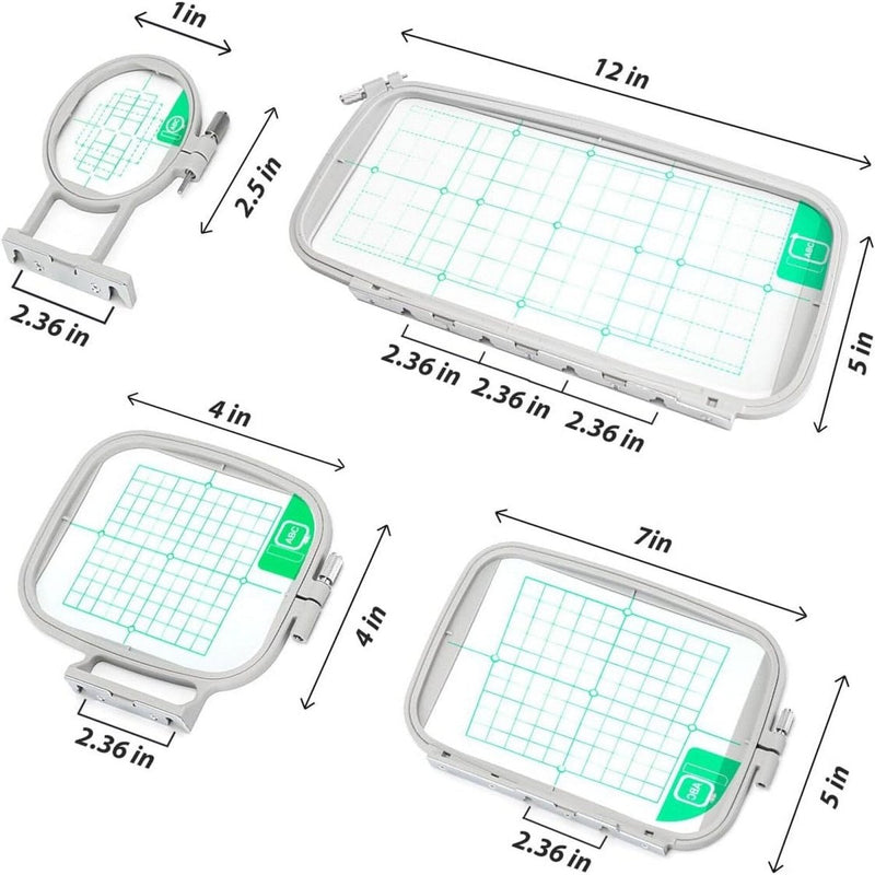 4pc Embroidery Hoop Set & Thread for Brother SE2000, PE900 & Other Models - Swing Design
