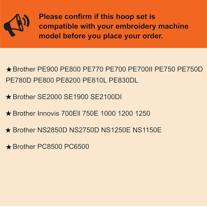 4pc Magnetic Embroidery Hoop Set for Brother SE2000, PE900 and Other Models Sewing Accessories Brother