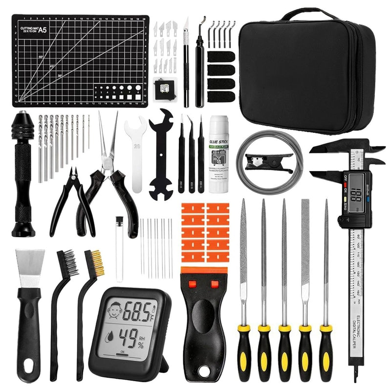 76 Piece Premium 3D Printer Tool, Finishing & Cleaning Kit with Storage Case - Swing Design
