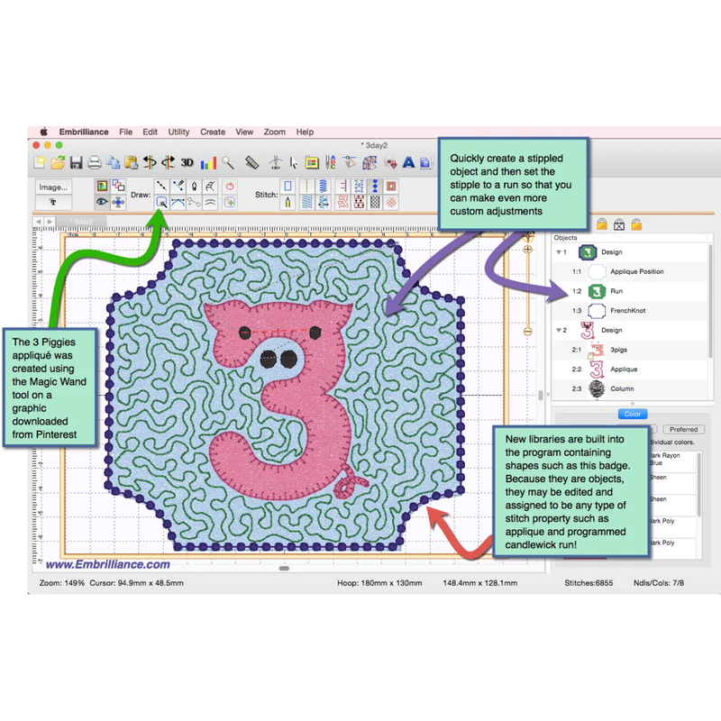 Embrilliance StitchArtist Embroidery Digitizing Software | Levels 1, 2 or 3