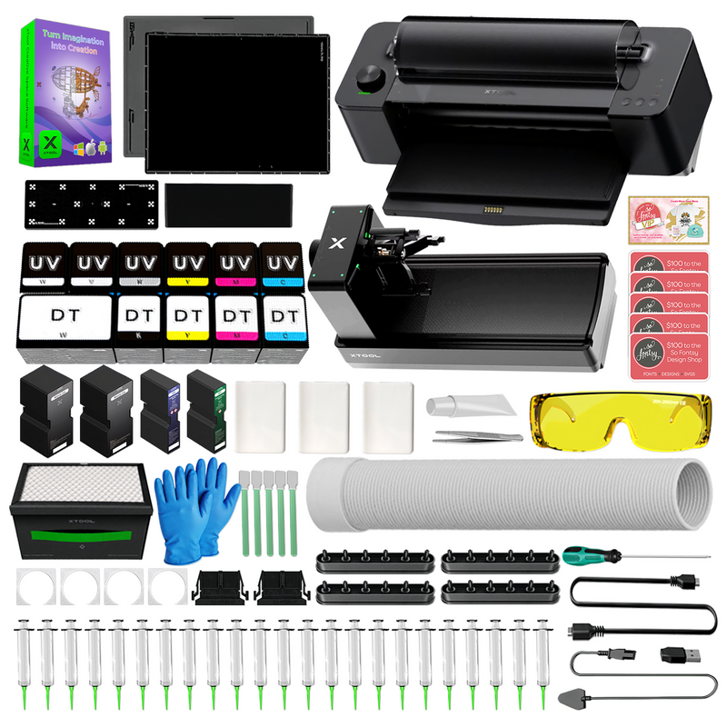 xTool O1 Omni UV + DT Fabric Printer with Rotary & Laminator Attachments