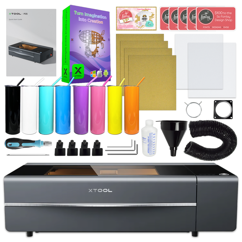xTool P2S 55W CO2 Laser Cutter & Engraver Machine Bundle - Gray