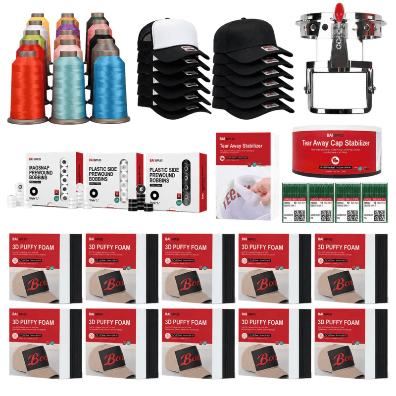 BAi Hat & Cap Embroidery Starter Kit with Cap Hoop Frame Swing Design 1