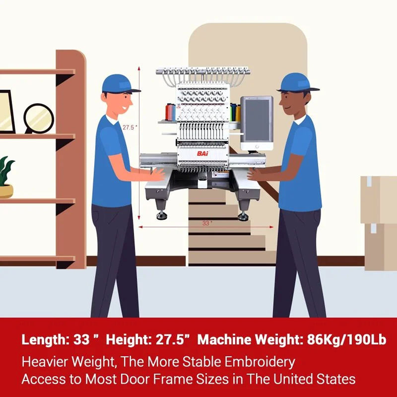 BAi Mirror 15 Needle Commercial Embroidery Machine Bundle with Cap & Hat Hoops Brother Sewing Bundle Bai