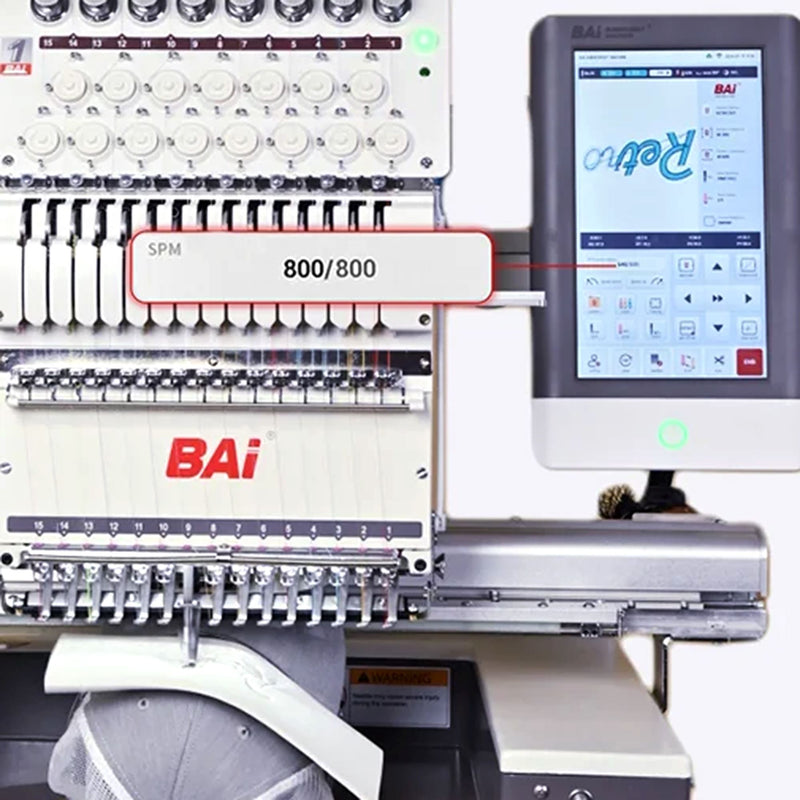 BAi Mirror 15 Needle Commercial Embroidery Machine Bundle with Cap Press & Hoops Brother Sewing Bundle Bai