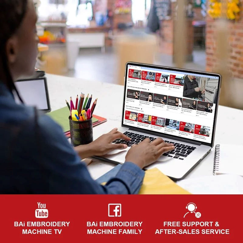 BAi Mirror 15 Needle Commercial Embroidery Machine Bundle with Cap Press & Hoops Brother Sewing Bundle Bai