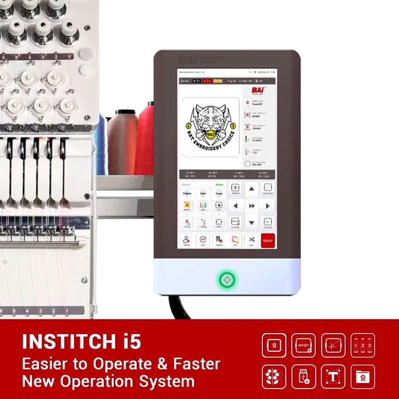 BAi Mirror 15 Needle Commercial Embroidery Machine Bundle with Cap Press & Hoops Brother Sewing Bundle Bai