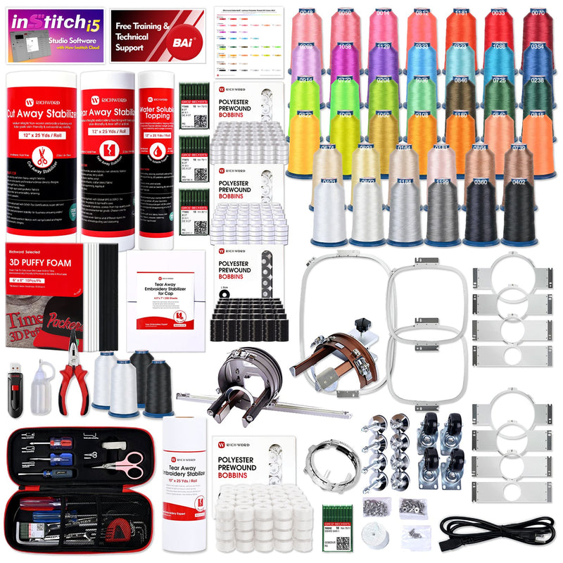 BAi MIRROR 15 Needle Commercial Embroidery Machine with Mighty Hoop Bundle BAI Machine Bundles Bai