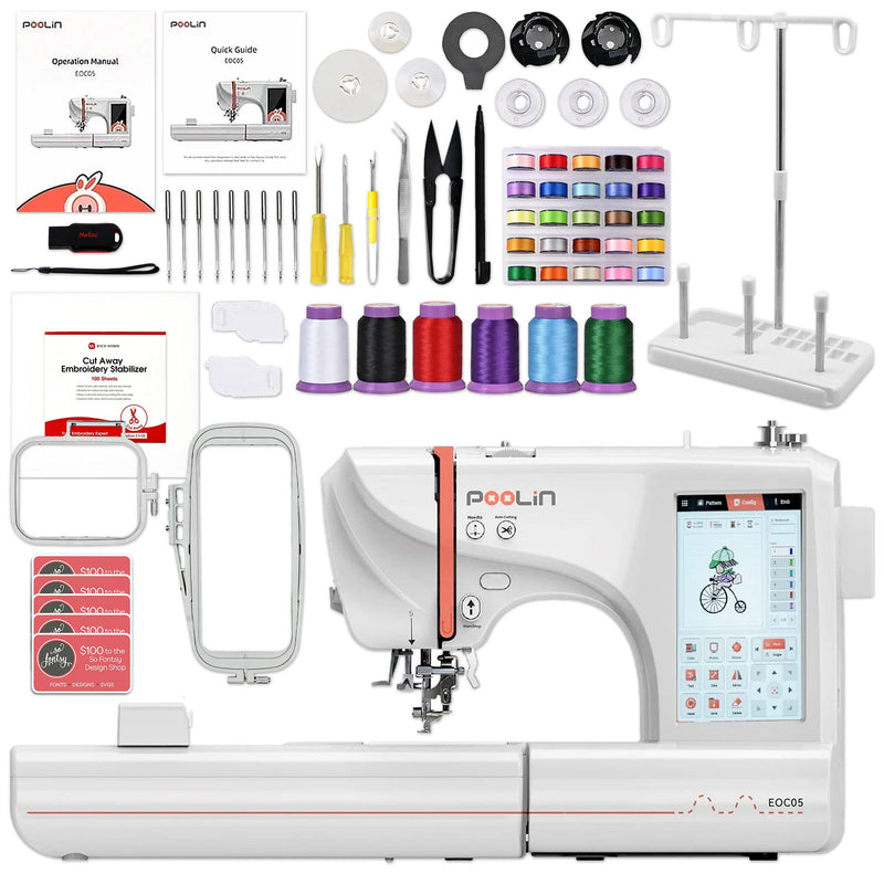 BAi MIRROR 15 Needle Commercial Embroidery Machine with Poolin EOC05 Bundle Brother Sewing Bundle Bai