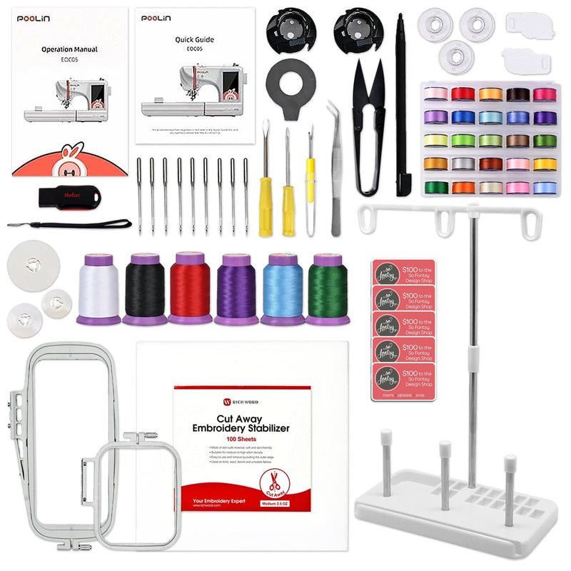 BAi MIRROR 15 Needle Commercial Embroidery Machine with Poolin EOC05 Bundle Brother Sewing Bundle Bai