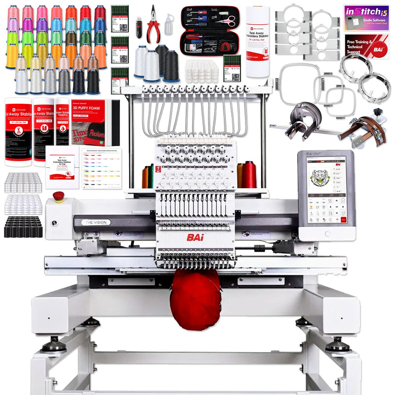 BAi VISION 15 Needle Commercial Embroidery Machine with Mighty Hoop Bundle BAI Machine Bundles Bai