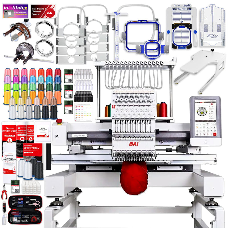 BAi VISION 15 Needle Embroidery Machine with Deluxe Mighty Hoop Bundle BAI Machine Bundles Bai
