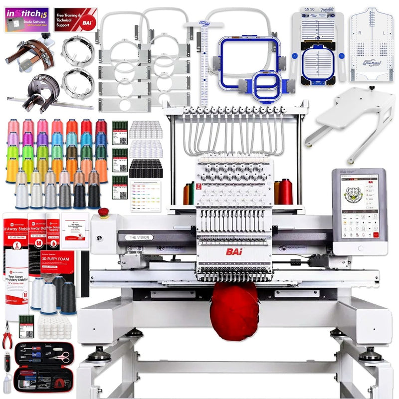 BAi VISION 15 Needle Embroidery Machine with Deluxe Mighty Hoop BundleHome Delivery - Swing Design1