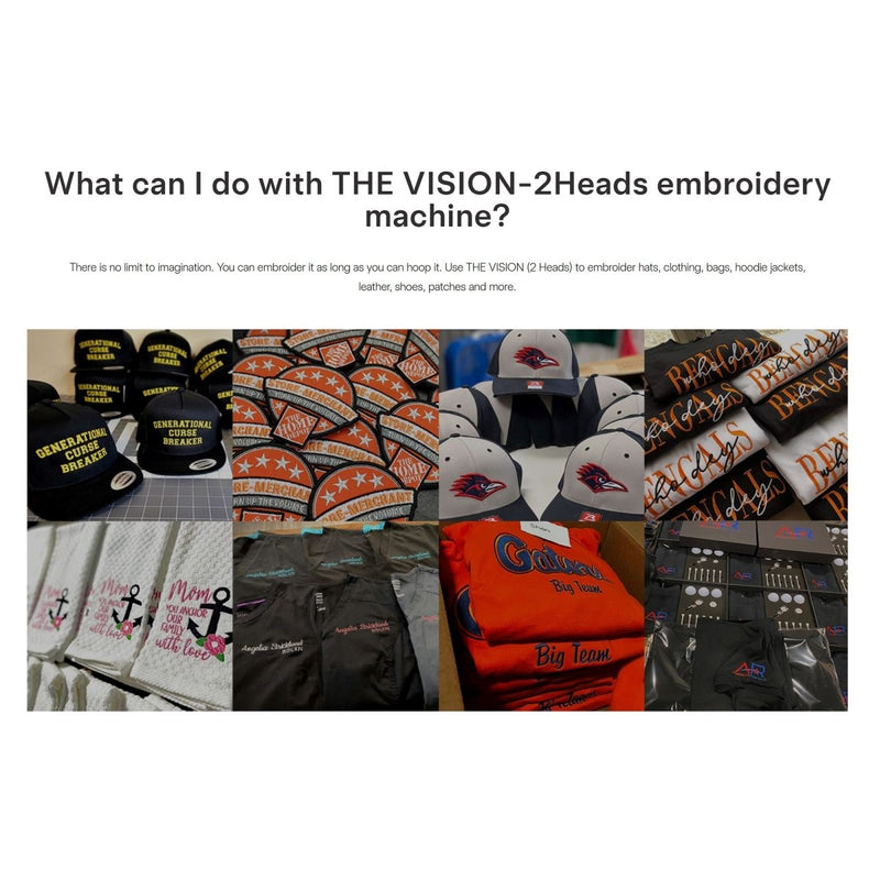 BAi VISION Two Head 15 Needle Embroidery Machine with Mighty Hoop Bundle - Swing Design
