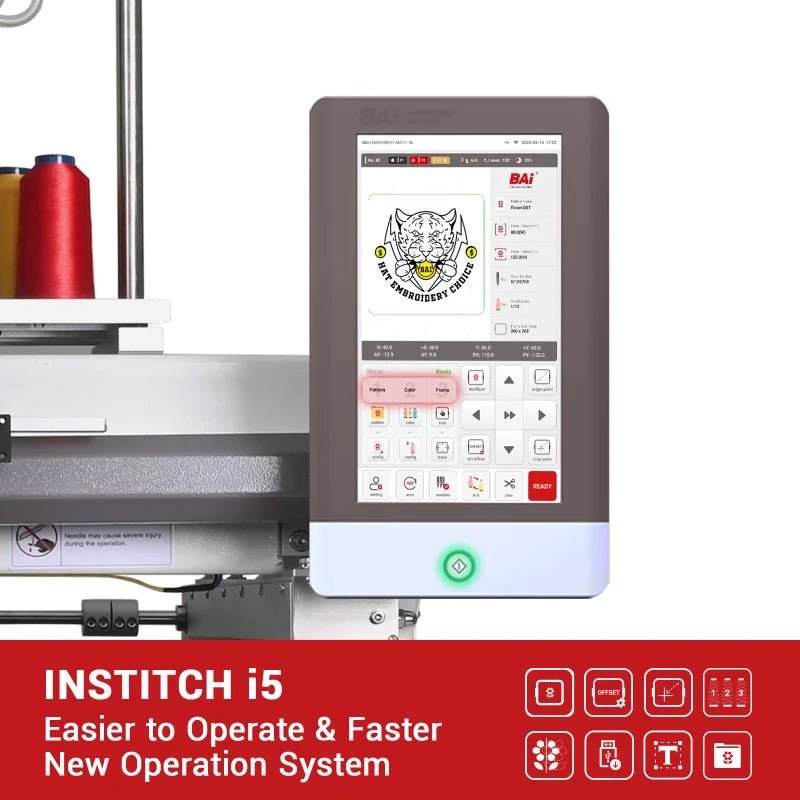 BAi VISION Two Head 15 Needle Embroidery Machine Bundle with Cap & Hat HoopsHome Delivery - Swing Design