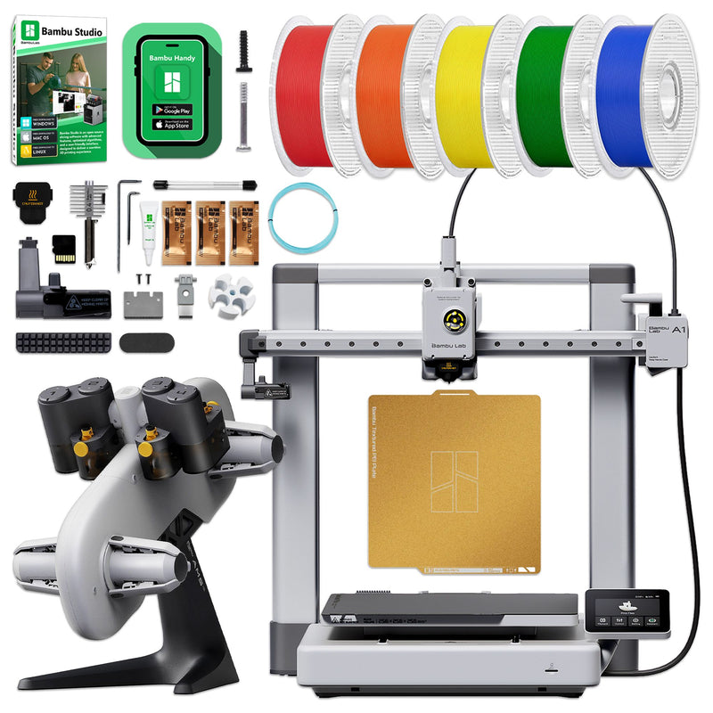Bambu Lab A1 3D Printer with 5 PLA Filament Rolls & AMS System Bambu A1 Combo Printer Bundles Bambu Lab