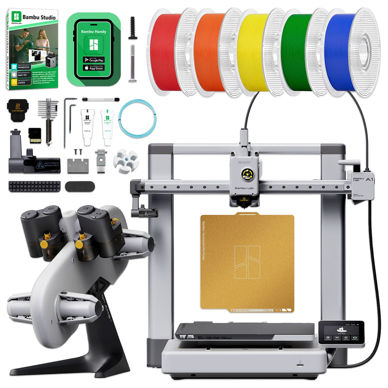 Bambu Lab A1 3D Printer with 5 PLA Filament Rolls & AMS System Bambu A1 Combo Printer Bundles Bambu Lab