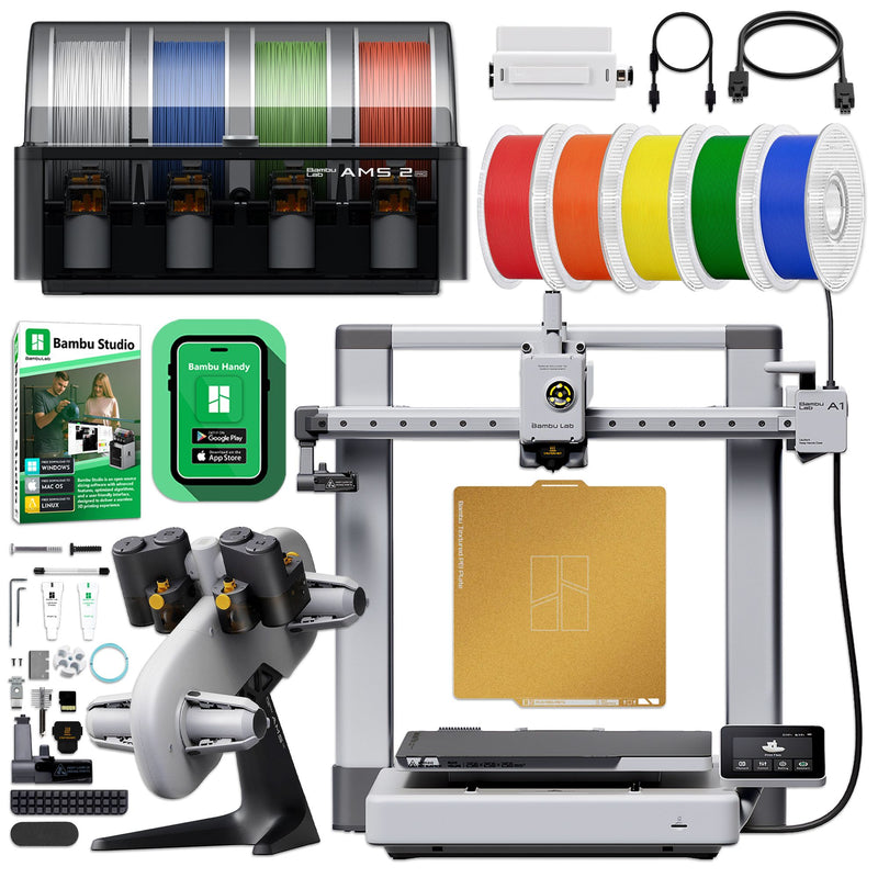 Bambu Lab A1 3D Printer with AMS 2 PRO with Dryer, AMS Lite, & Filaments Bambu A1 Combo Printer Bundles Bambu Lab