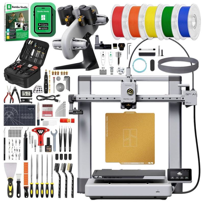 Bambu Lab A1 3D Printer with Filament Rolls, Tool Kit, & AMS System - Swing Design