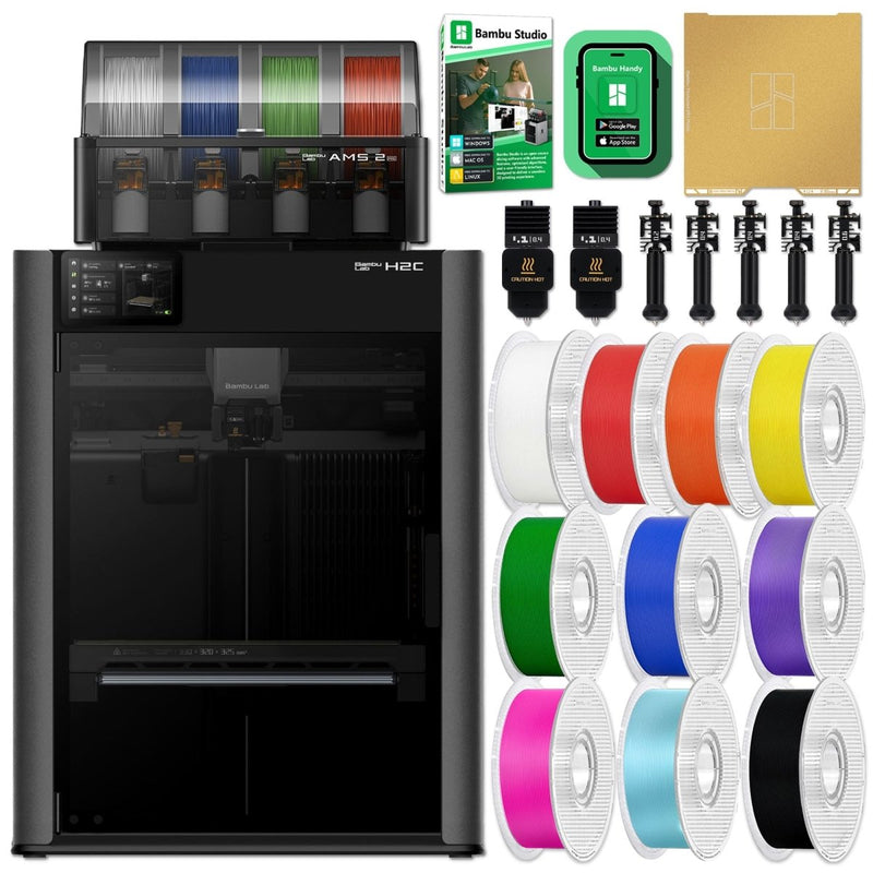 Bambu Lab H2C Dual Head Vortek 3D Printer with Filament & AMS 2 PRO System - Swing Design