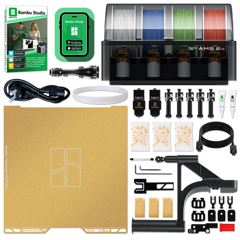 Bambu Lab H2C Dual Head Vortek 3D Printer with Filament, Tool Kit, AMS 2 System 3D Printer Bundle Bambu Lab