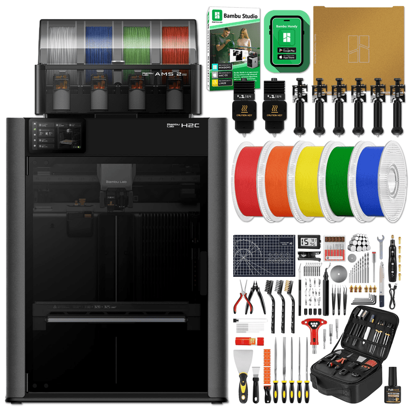 Bambu Lab H2C Dual Head Vortek 3D Printer with Filament, Tool Kit, AMS 2 System Swing Design 1
