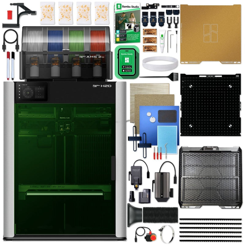 Bambu Lab H2D 3D Printer with 10W/40W Laser Enterprise Bundle - 3 Printers10W Laser - Swing Design5