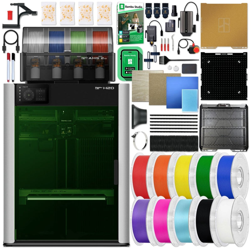 Bambu Lab H2D 3D Printer with 10W/40W Laser Enterprise Bundle - 3 Printers10W Laser - Swing Design3