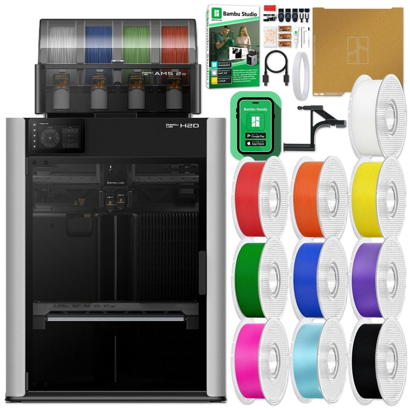 Bambu Lab H2D Dual Head 3D Printer Bundle with Filament & AMS 2 PRO System - Swing Design