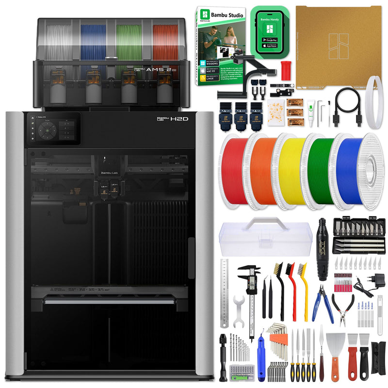 Bambu Lab H2D Dual Head 3D Printer Bundle with Filament, Tool Kit, AMS 2 System 3D Printer Bundle Bambu Lab