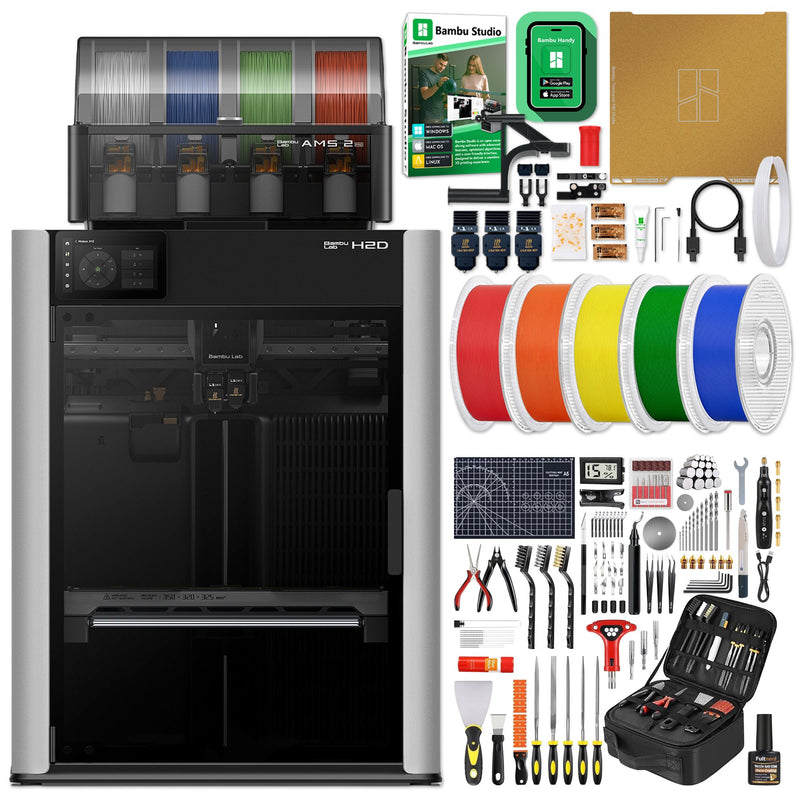 Bambu Lab H2D Dual Head 3D Printer Bundle with Filament, Tool Kit, AMS 2 System Bambu H2D 3D Printer Bundle Bambu Lab