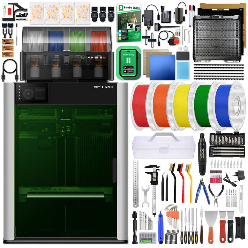 Bambu Lab H2D Dual Head 3D Printer with 10W/40W Laser, AMS, Filament, & Tools 3D Printer Bundle Bambu Lab