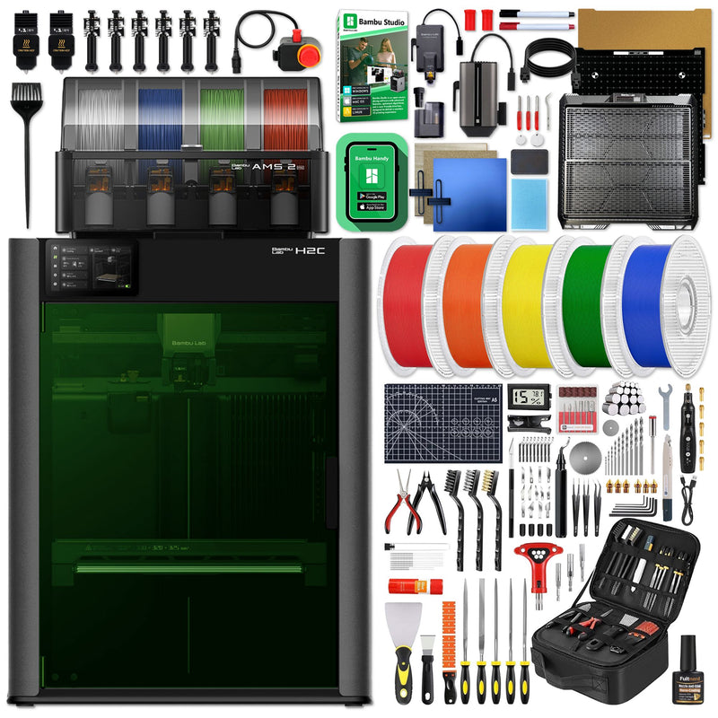 Bambu Lab H2D Dual Head 3D Printer with 10W/40W Laser, AMS, Filament, & Tools Bambu H2D Laser 3D Printer Bundle Bambu Lab
